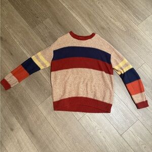 BDG Men’s Colorblock Crewneck Sweater in Rust, Navy & Cream